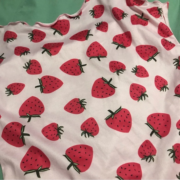 Bundle of 2 Cherry and Strawberry Print Lettuce Trim Bodycon Dresses, Size XS - Picture 6 of 7